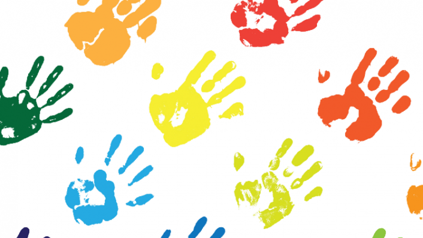 Handprints to signify all about me activities for EYFS 